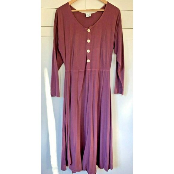 CP Shades Dresses & Skirts - CP Shades Plum Long Sleeve Rayon Scoop Neck Lagenlook Maxi Dress XS
